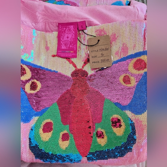 QUEEN OF SPARKLES Pink Sequin Butterfly Mini Dress - Picture 4 of 4